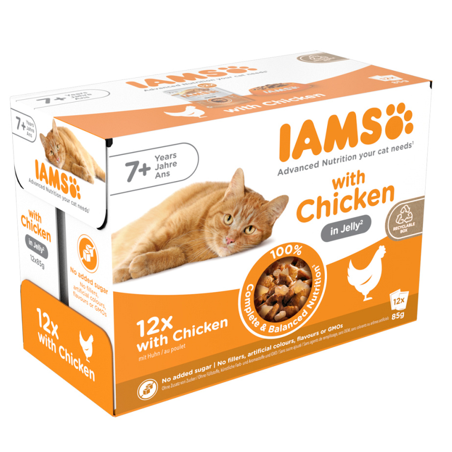 Iams Delights Wet Senior Cat 7+ Food Chicken In Jelly 12x85g