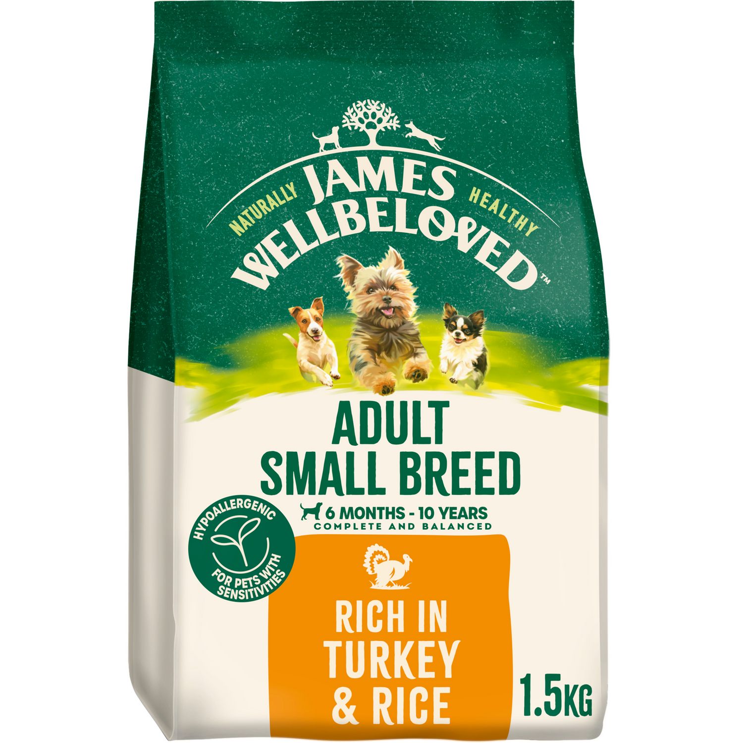 James Wellbeloved Dog - Adult Small Breed Turkey & Rice 1.5kg