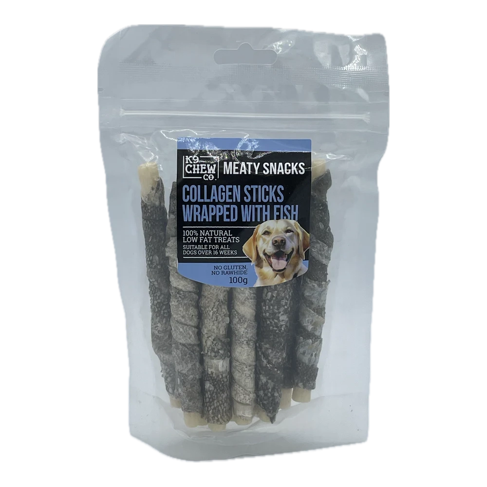 K9 Chew Co Collagen Sticks Wrapped 5" With Fish 100g