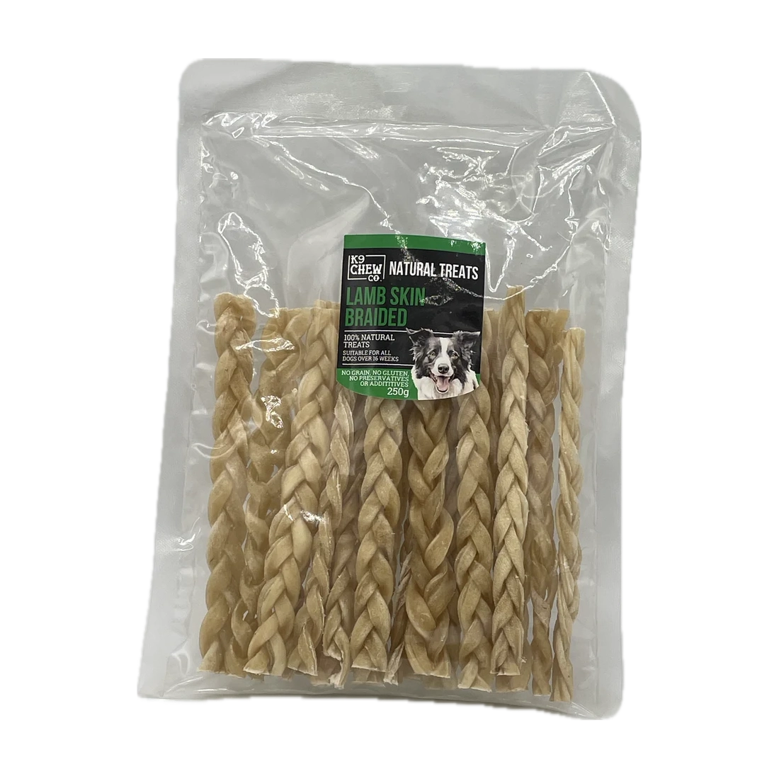 K9 Chew Co Lamb Skin Braided 250g