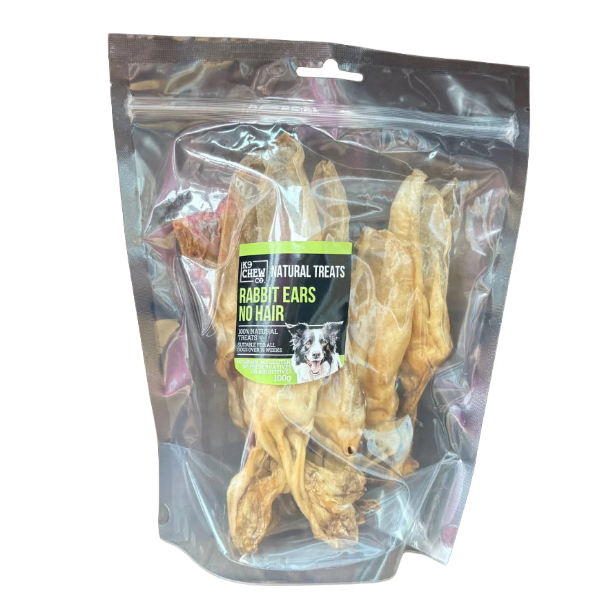 K9 Chew Co Rabbit Ears No Hair 100g