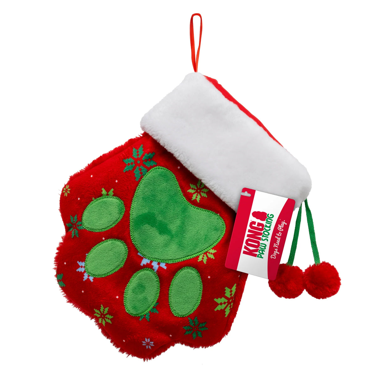 KONG Christmas Holiday Stocking Paw Red Large
