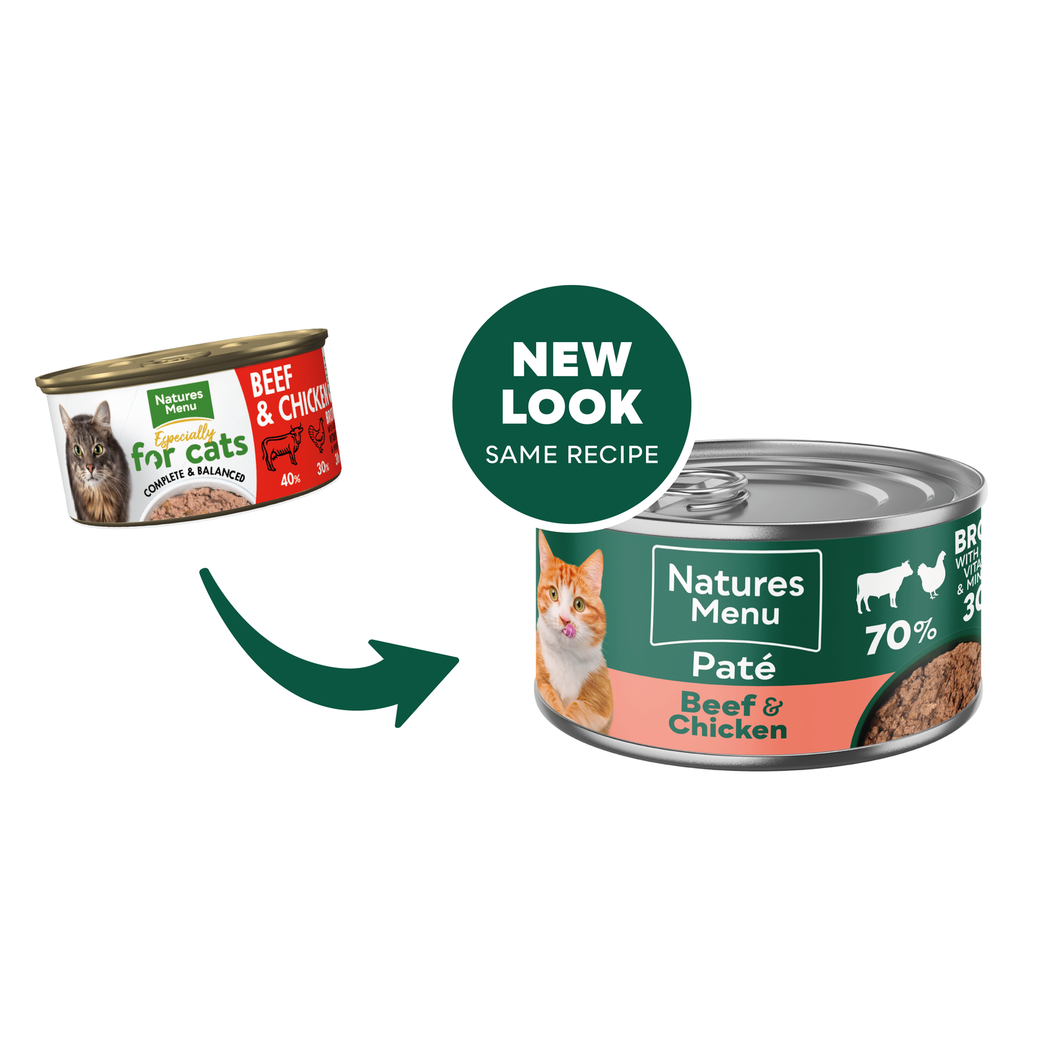 Natures Menu Cat - Adult Beef & Chicken Pate Cans 18x85g