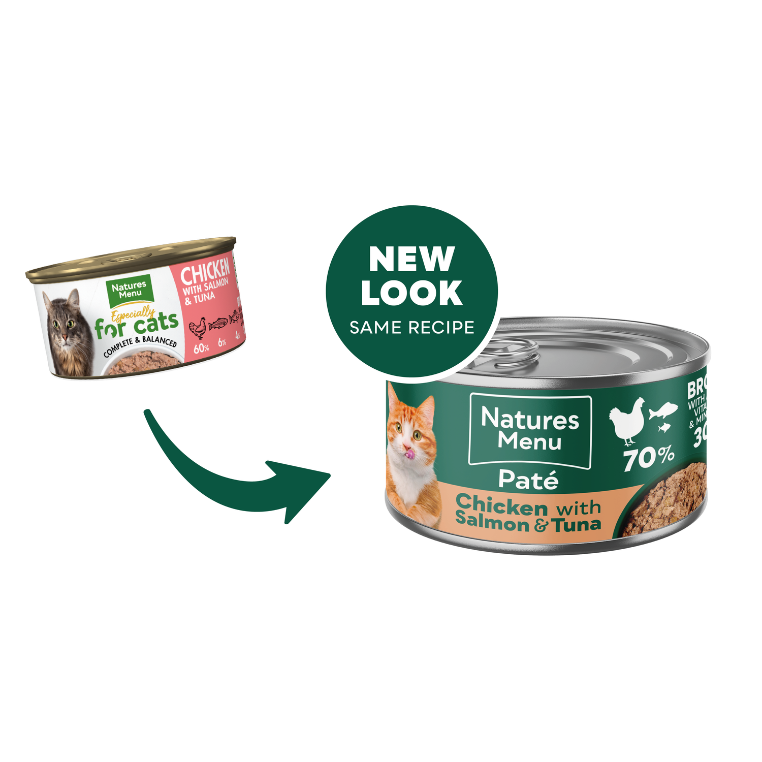 Natures Menu Cat - Adult Chicken, Salmon & Tuna Pate Cans 18x85g