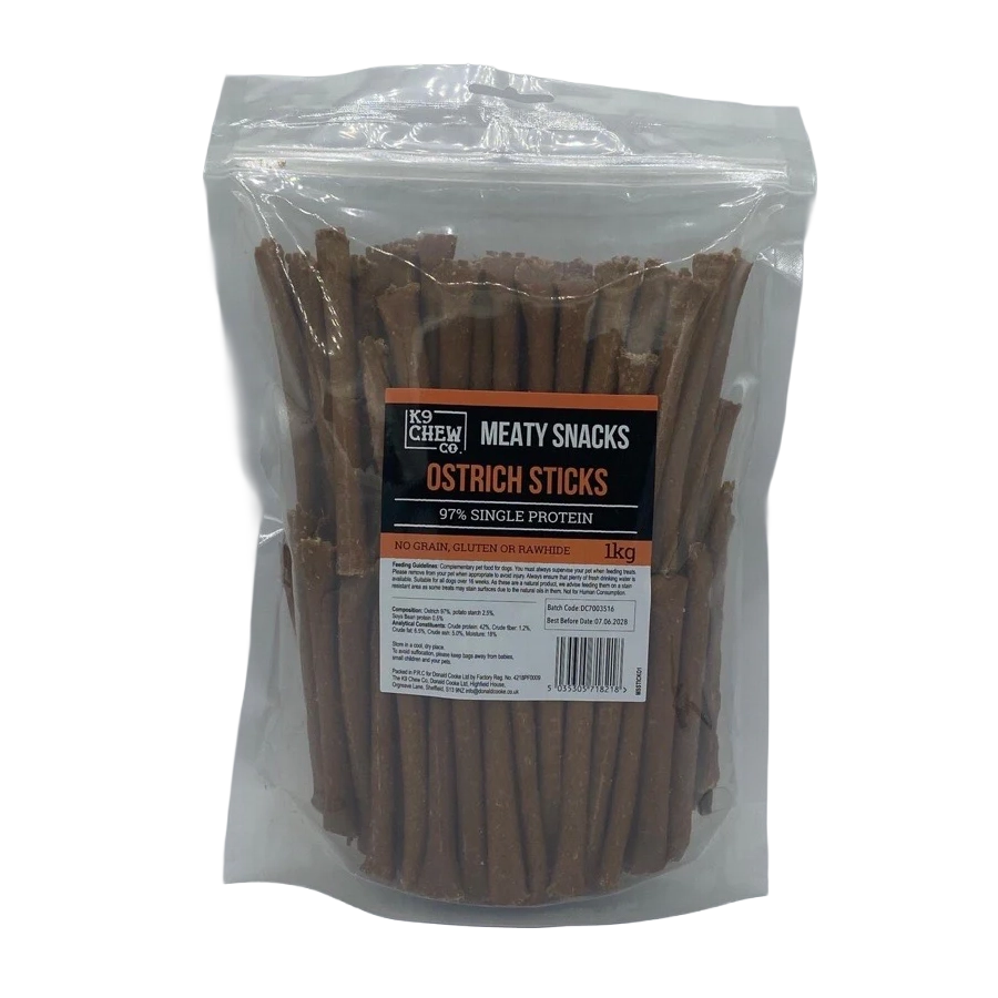 K9 Chew Co Meaty Snacks Ostrich Sticks 1kg