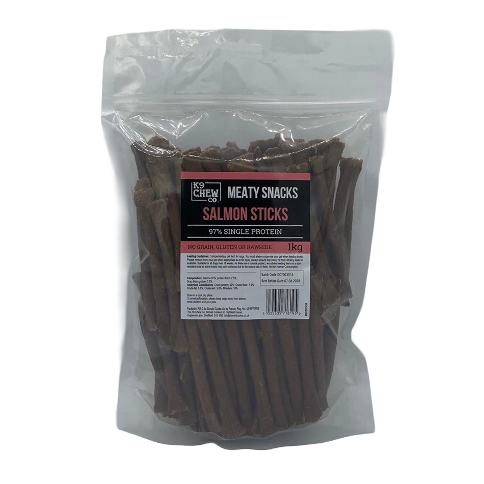 K9 Chew Co Meaty Snacks Salmon Sticks 1kg