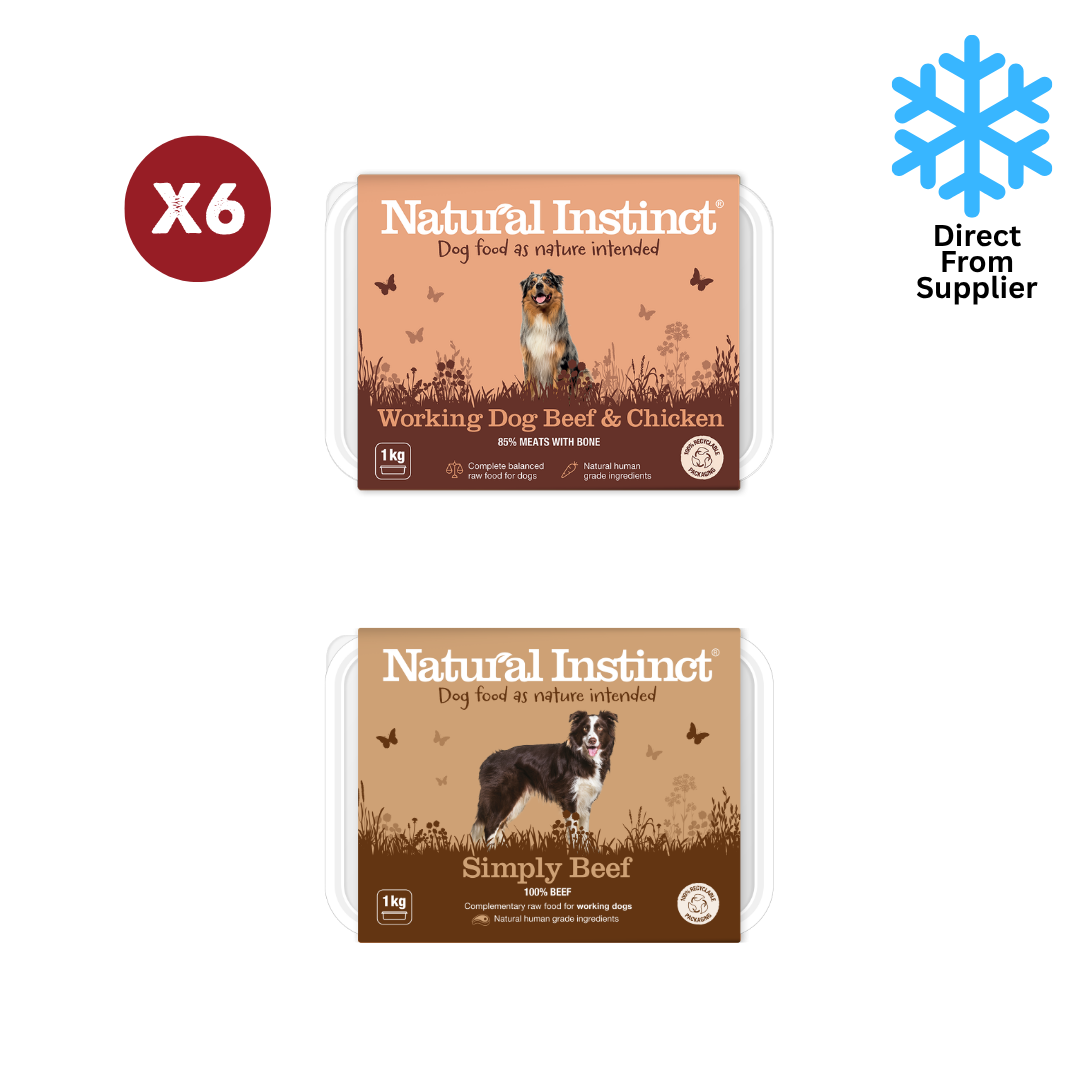 Natural Instinct Dog Bundle (Working Dog Beef & Chicken, Simply Beef) 12x1kg