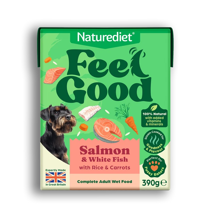 Nature Diet Dog - Feel Good Salmon & White Fish with RIce & Carrots 12x390g