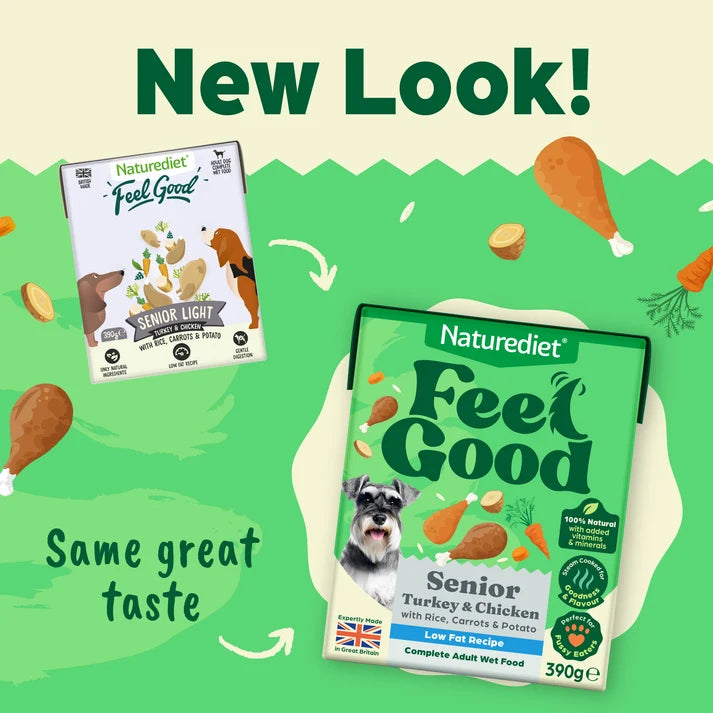 Nature Diet Dog -  Feel Good Senior Light with Turkey & Chicken with Rice, Carrots & Potato 12x390g