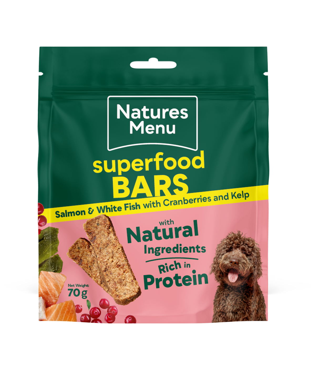 Natures Menu Dog - Superfood Bars Salmon & White Fish with Cranberries & Kelp 70g
