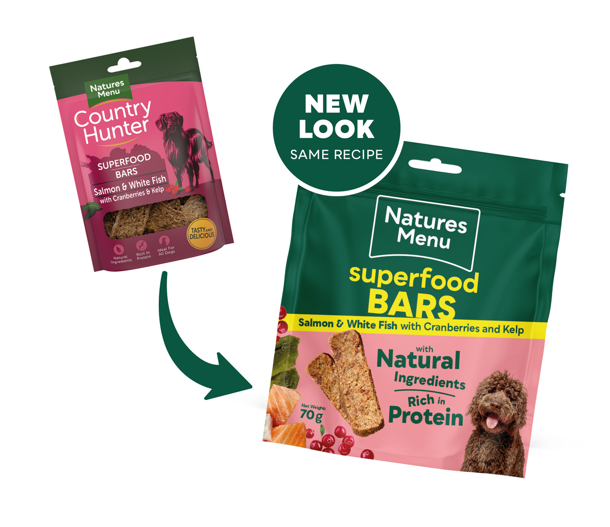 Natures Menu Dog - Superfood Bars Salmon & White Fish with Cranberries & Kelp 70g