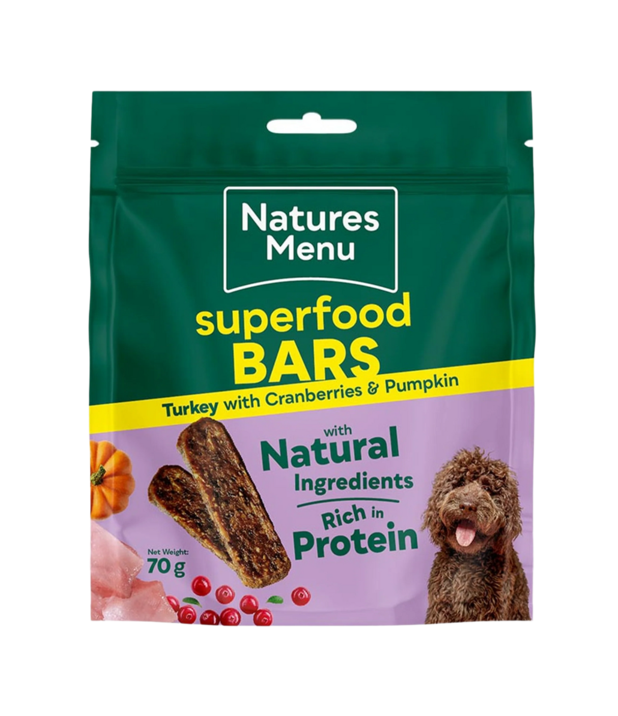 Natures Menu Dog - Superfood Bars Turkey with Cranberry & Pumpkin 70g