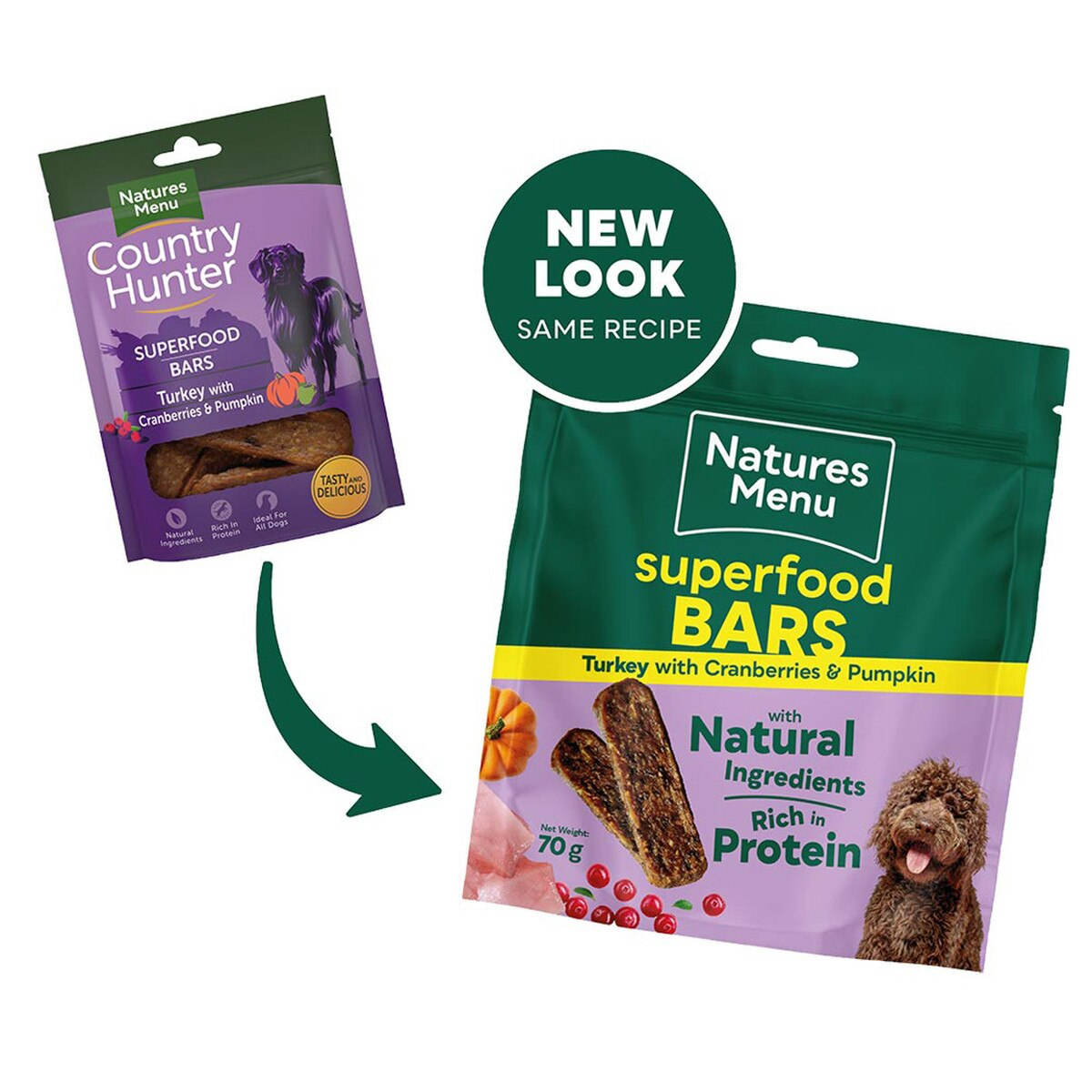 Natures Menu Dog - Superfood Bars Turkey with Cranberry & Pumpkin 70g