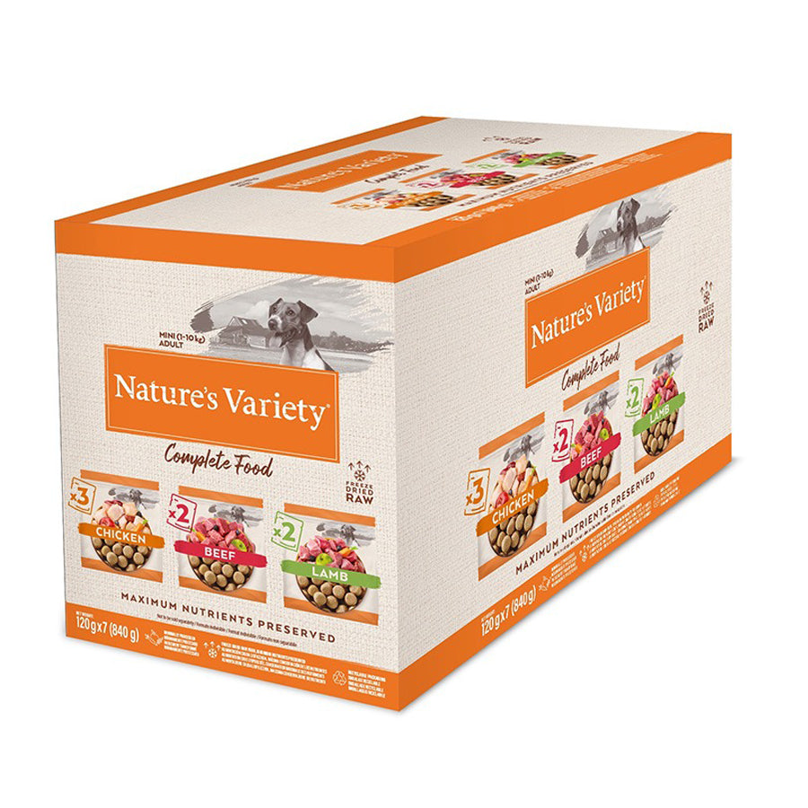 Natures Variety Dog - Complete Freeze Dried Food For Mini Adult Dog Multipack 7x120g