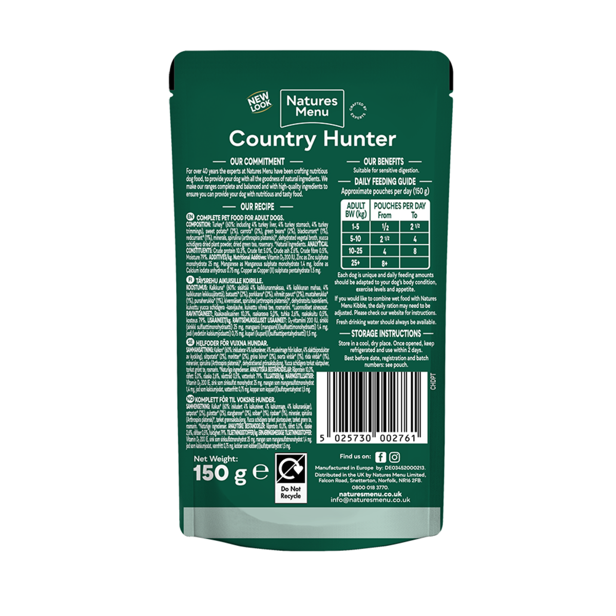 Natures Menu Dog - Country Hunter Turkey With Superfoods 6x150g