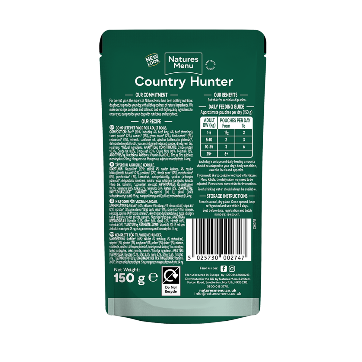 Natures Menu Dog - Country Hunter Beef With Superfoods 6x150g