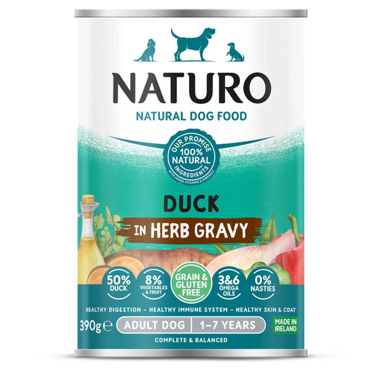 Naturo Dog - Adult Grain & Gluten Free Duck in a Herb Gravy 12x390g