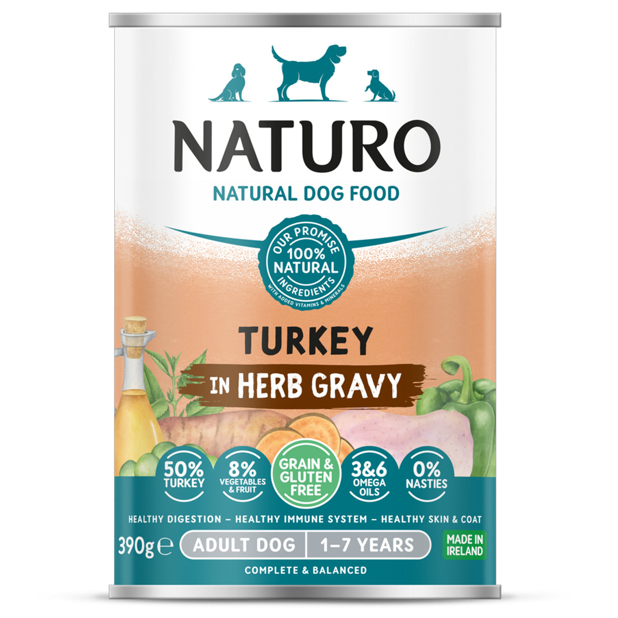 Naturo Dog - Adult Grain & Gluten Free Turkey in a Herb Gravy 12x390g