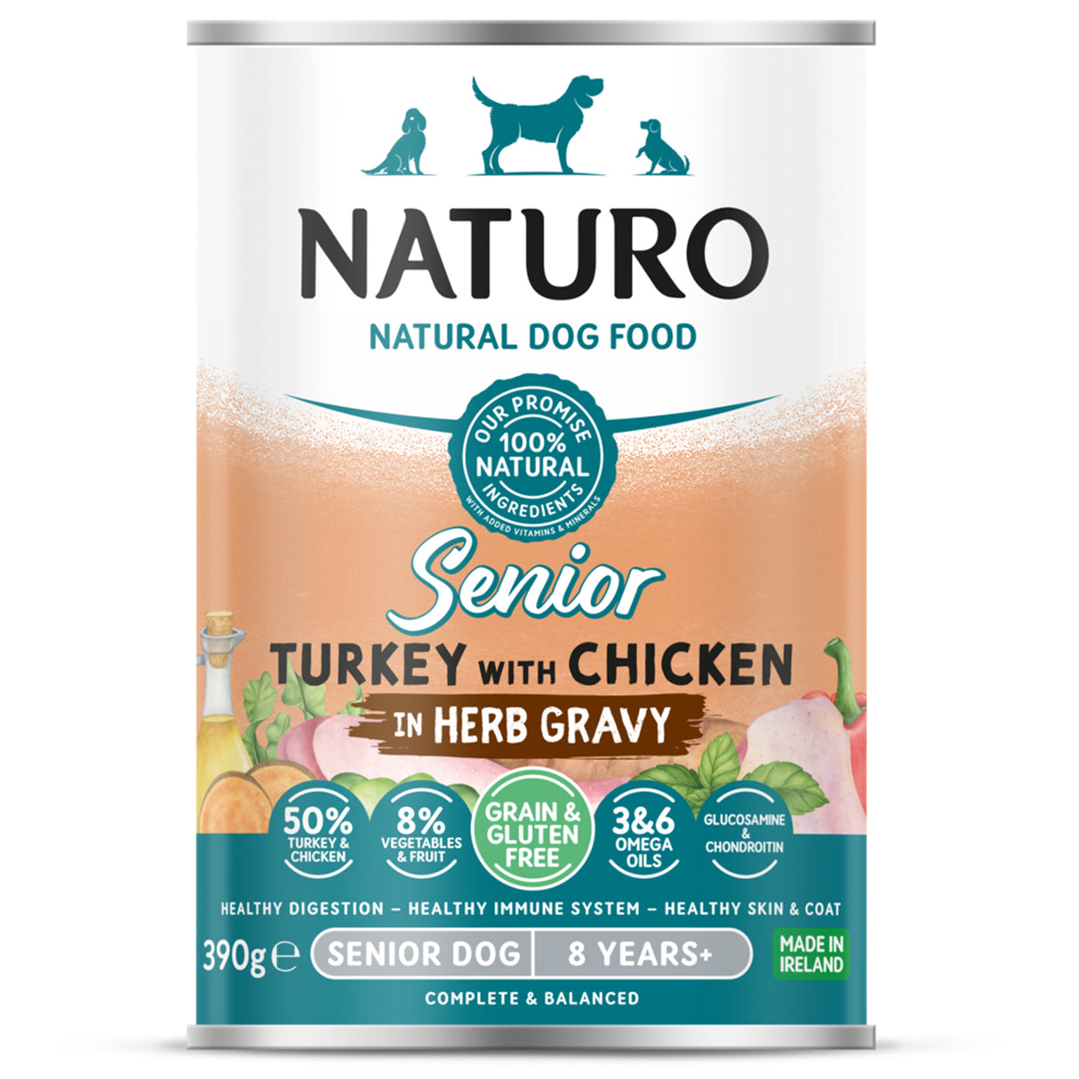 Naturo Dog - Senior Grain & Gluten Free Turkey with Chicken in a Herb Gravy 12x390g