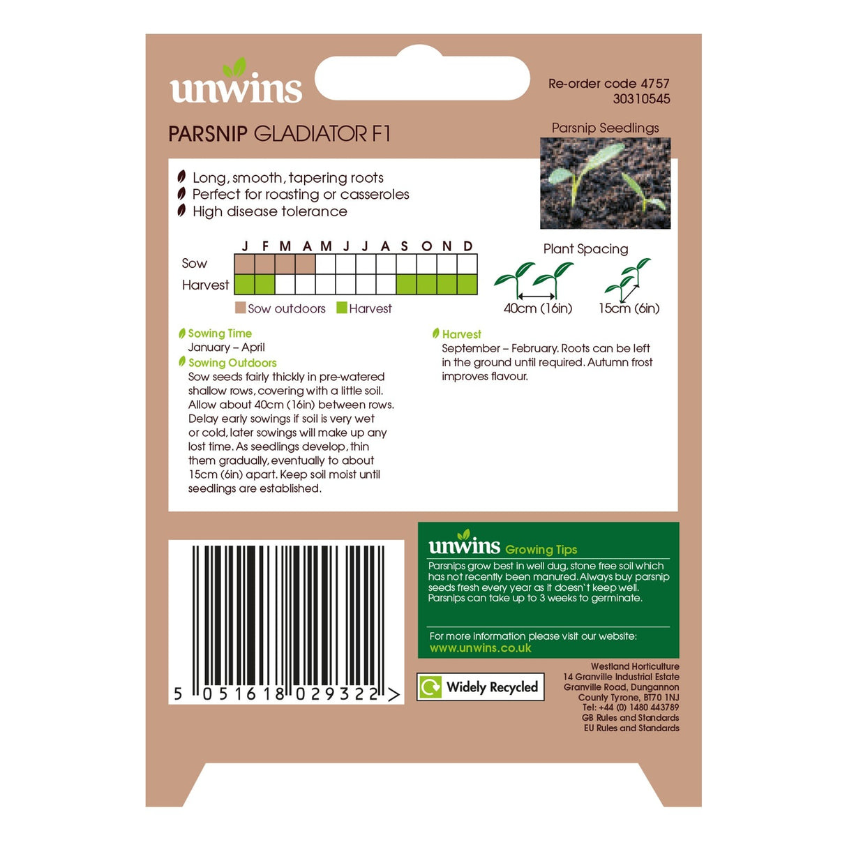 Unwins Parsnip Gladiator F1