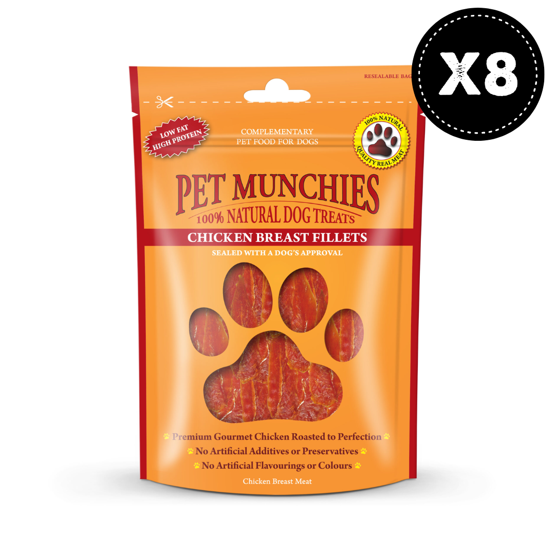 Pet Munchies Chicken Breast Fillets Dog Treats 8x100g