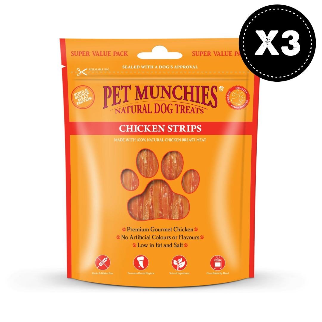 Pet Munchies Chicken Strips Dog Treats 3x320g