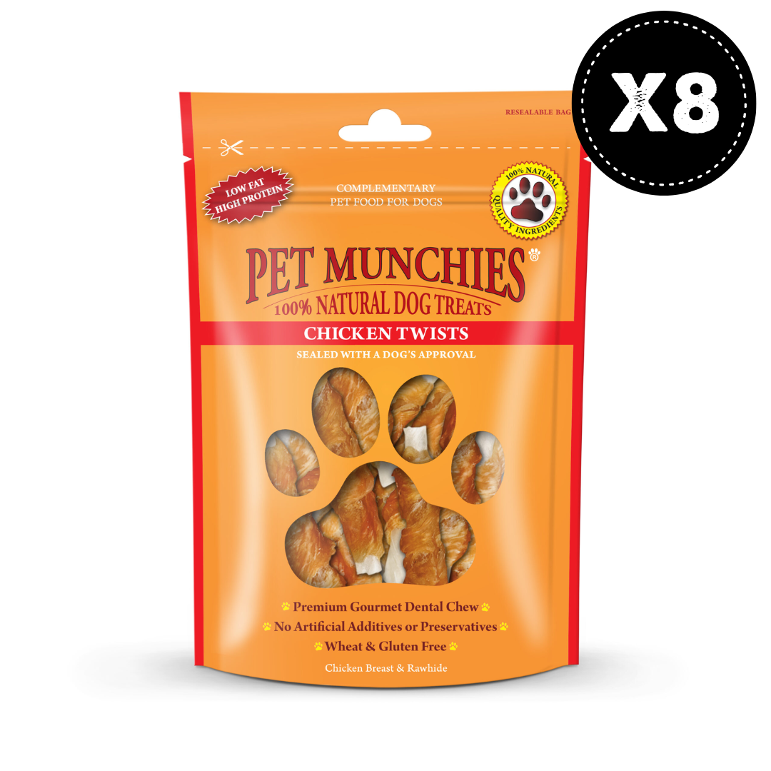 Pet Munchies Chicken Twists Dog Treats 8x80g