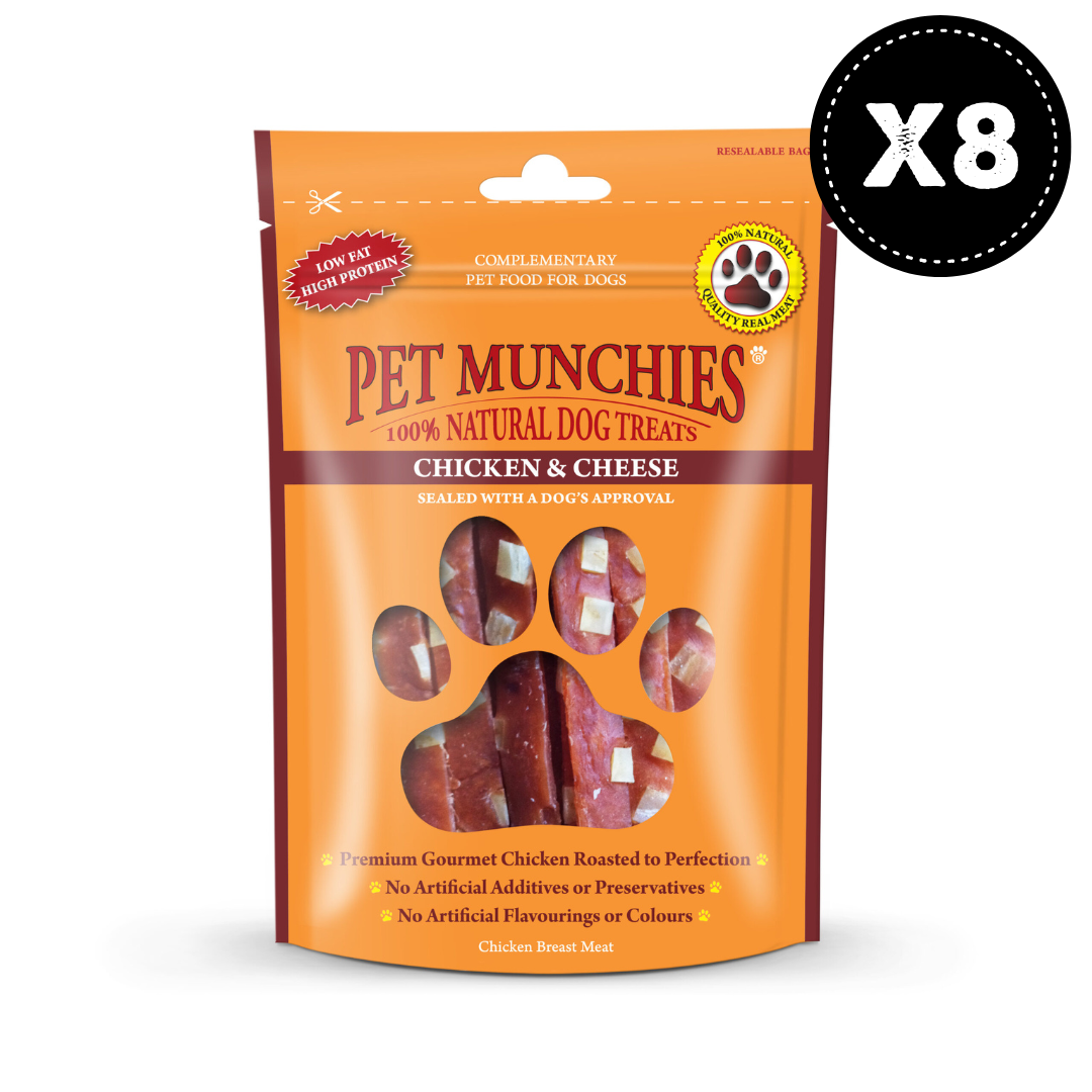 Pet Munchies Chicken and Cheese Strips Dog Treats 8x100g