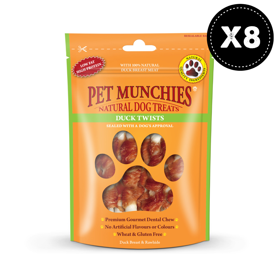 Pet Munchies Duck Twists Dog Treats 8x80g