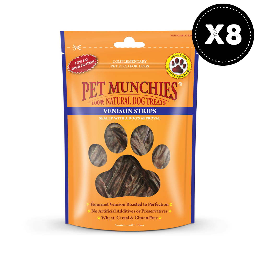 Pet Munchies Venison Strips Dog Treats 8x75g