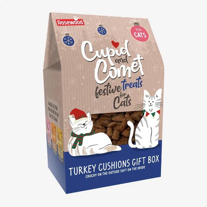 Rosewood Cupid & Comet Turkey Cat Cushion Gift Box 180g