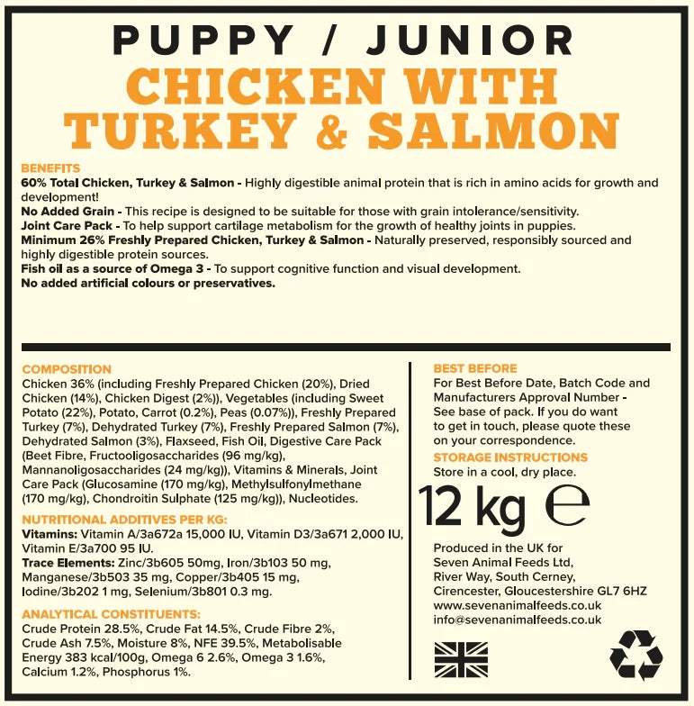 Seven Puppy - Chicken with Turkey & Salmon Grain Free 12kg