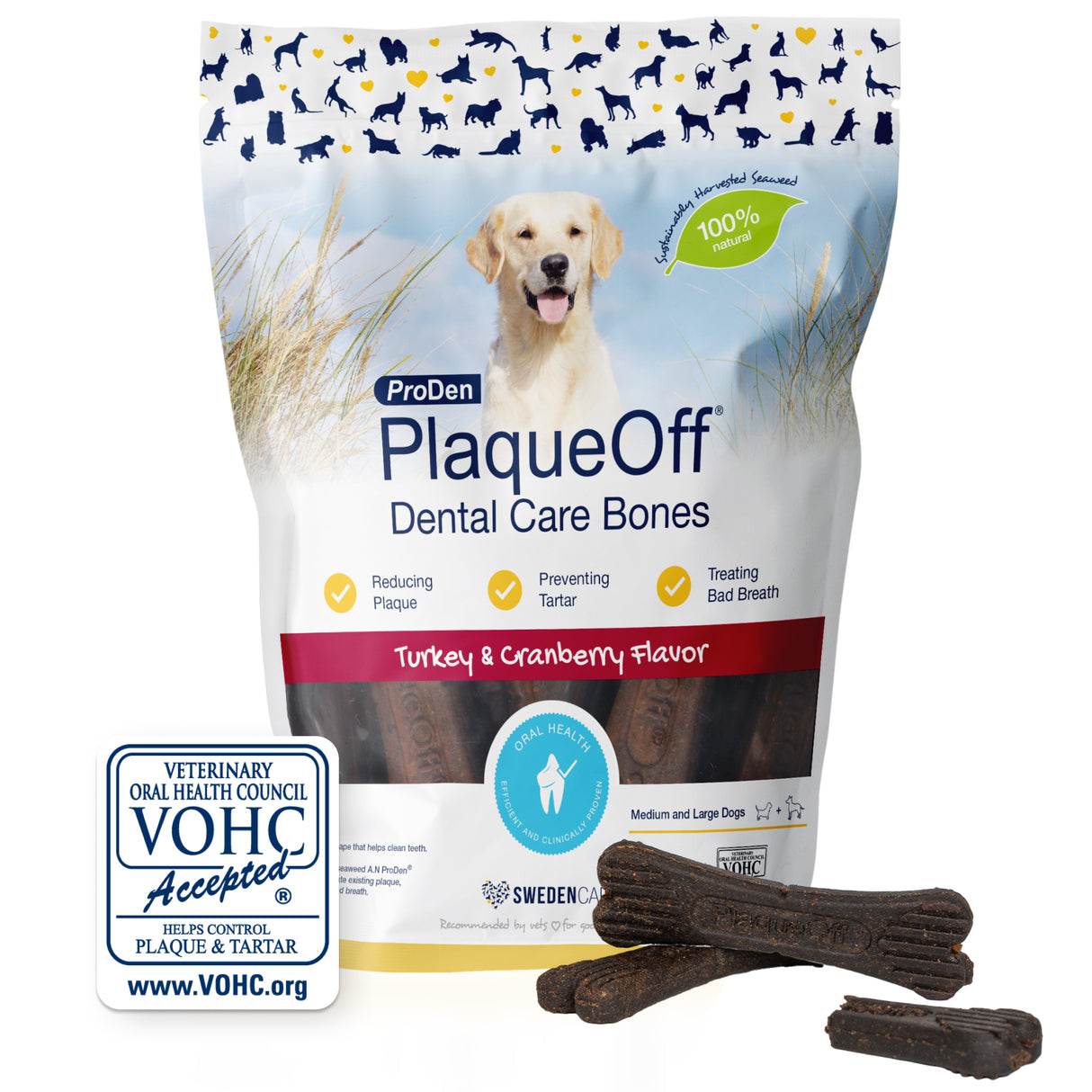 ProDen PlaqueOff Dental Bones Turkey / Cranberry 485g