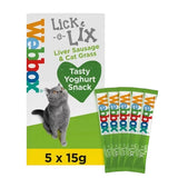 Webbox Lick-e-Lix Yoghurt Cat Treats Liver Sausage & Cat Grass 5pk (75g)