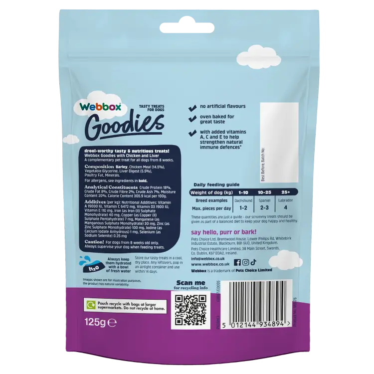 Webbox Goodies Chicken with Liver Baked Treats 125g