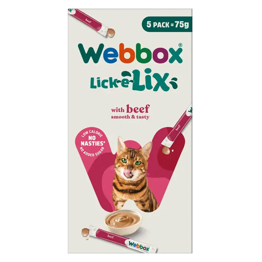 Webbox Lick-e-Lix Yoghurt Cat Treats Beef 5pk (75g)