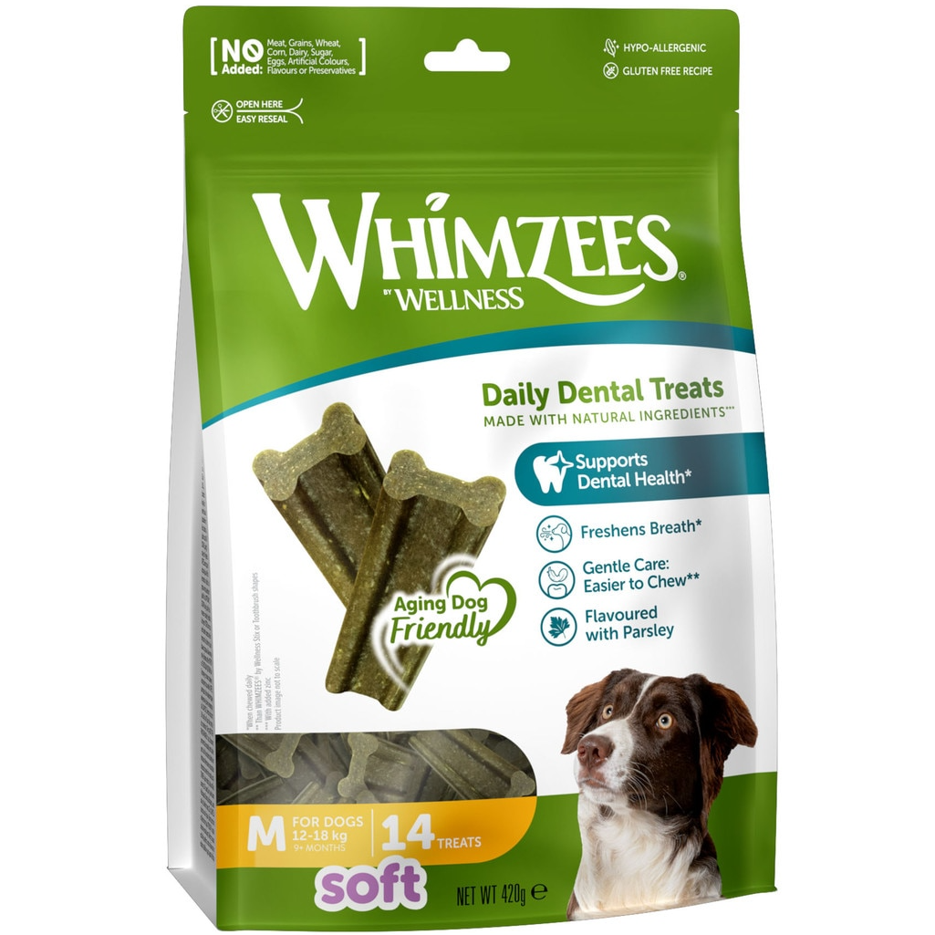 Whim Dogs Whimzees Soft Daily Dental for Medium Dogs 14pk – PlusPets