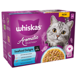 Whiskas 1+ Aromatic Seafood Delight Selection in Gravy Wet Cat Food Pouches 12x85g
