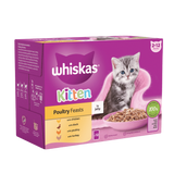 Whiskas 2-12 Months Kitten Poultry Feasts In Jelly Wet Cat Food Pouches 12x85g