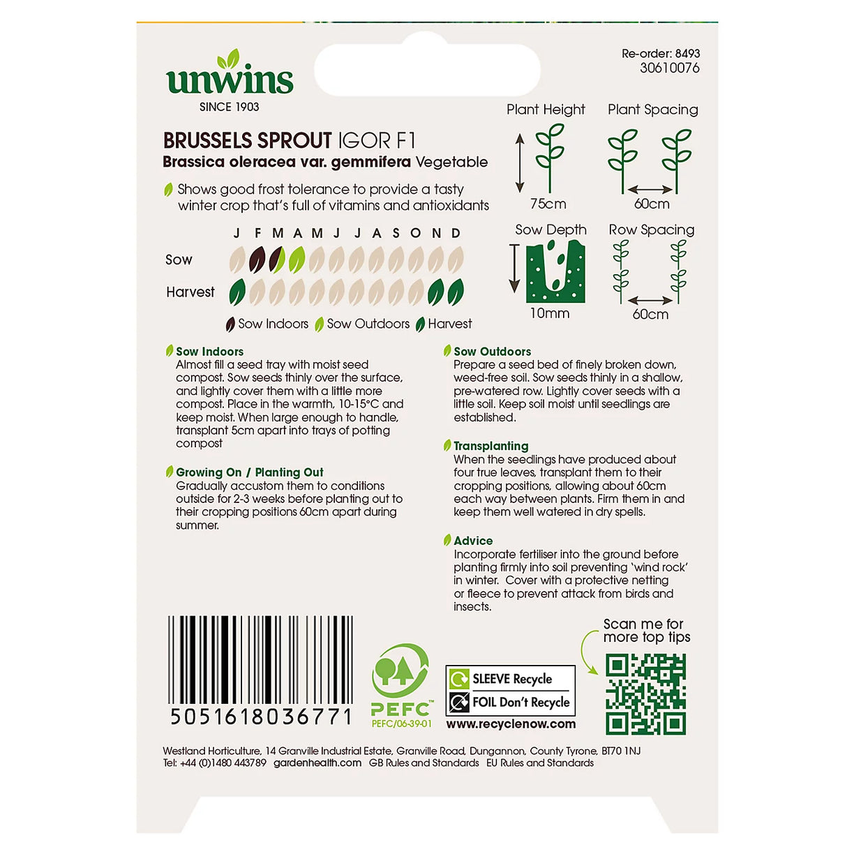 Unwins Brussels Sprout Igor F1 (Organic)