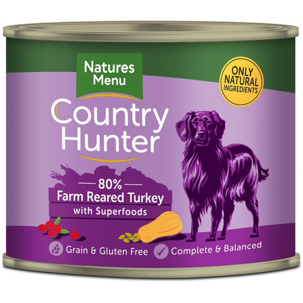 Natures Menu Dog - Country Hunter Cans Turkey with Superfood 6x600g