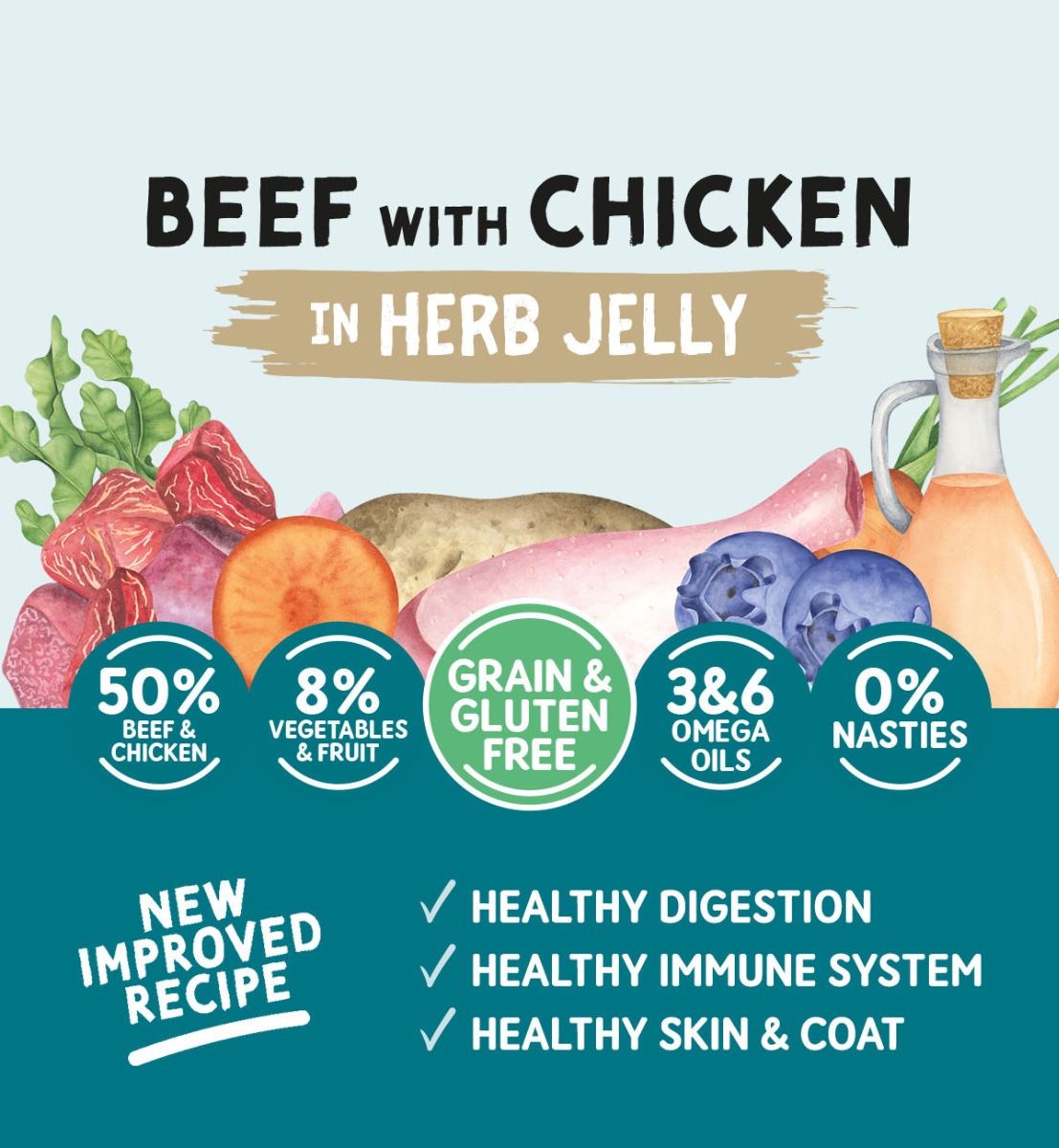 Naturo Dog - Adult Grain & Gluten Free Beef with Chicken in a Herb Jelly 12x390g