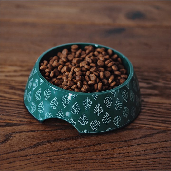 Great & Small Green Leaf Melamine Pet Bowl 17.5cm