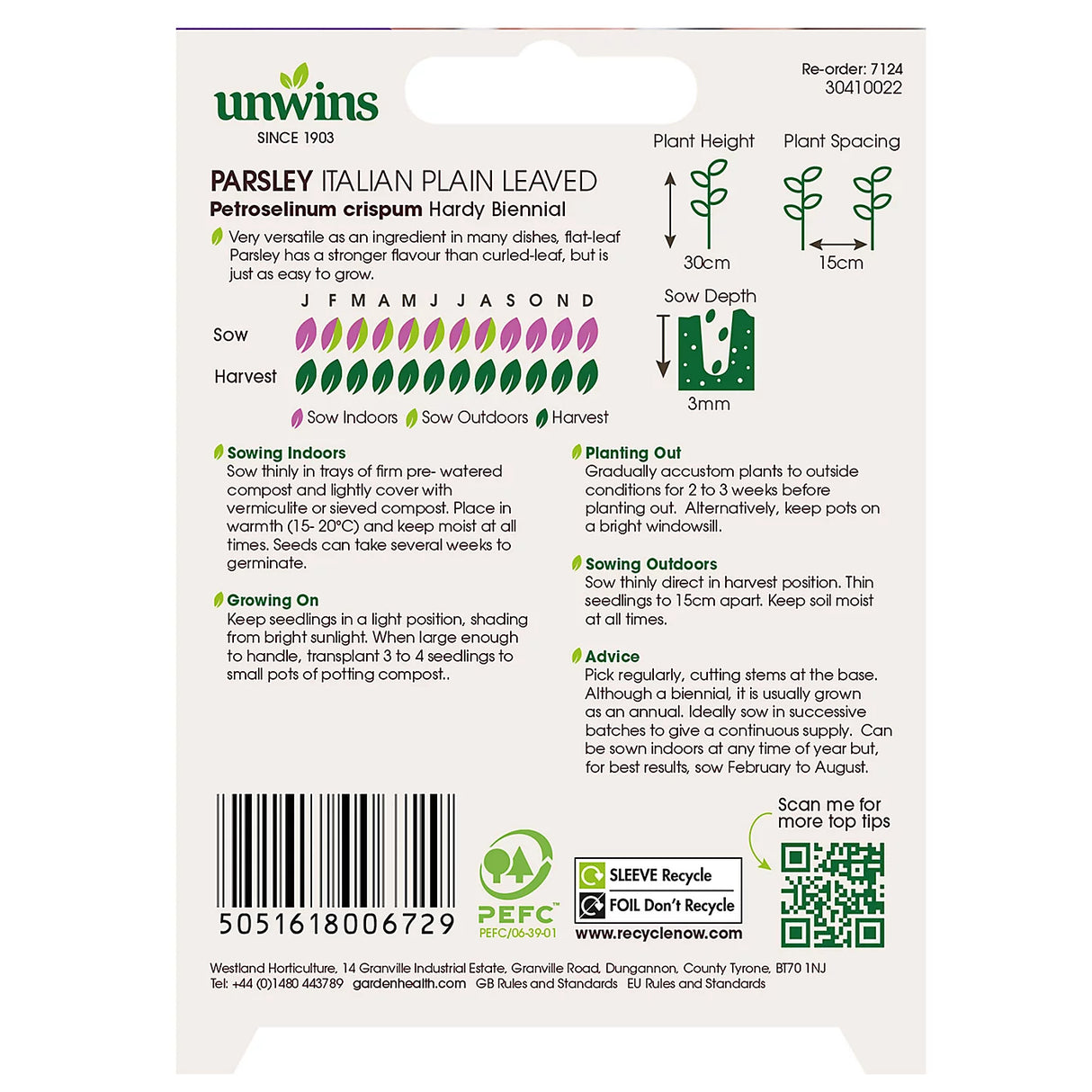 Unwins Herb Parsley Italian Plain Leaved