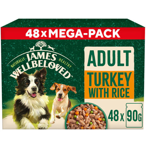 James Wellbeloved Dog - Adult Pouch Turkey & Rice 48x90g