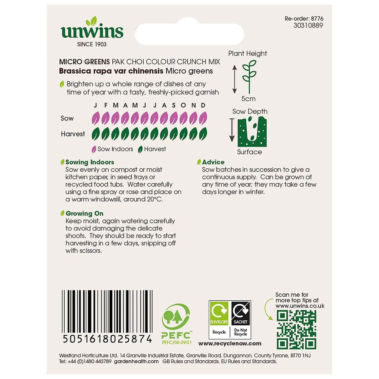 Unwins MicroGreens Pak Choi Colour Crunch Mix