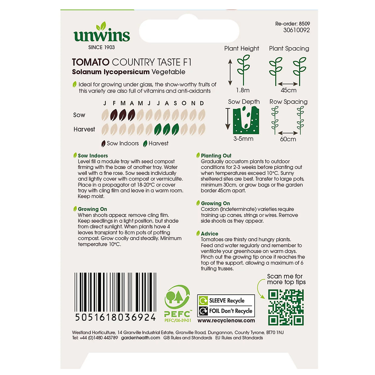 Unwins Tomato (Beefsteak) Country Taste F1 (Organic)