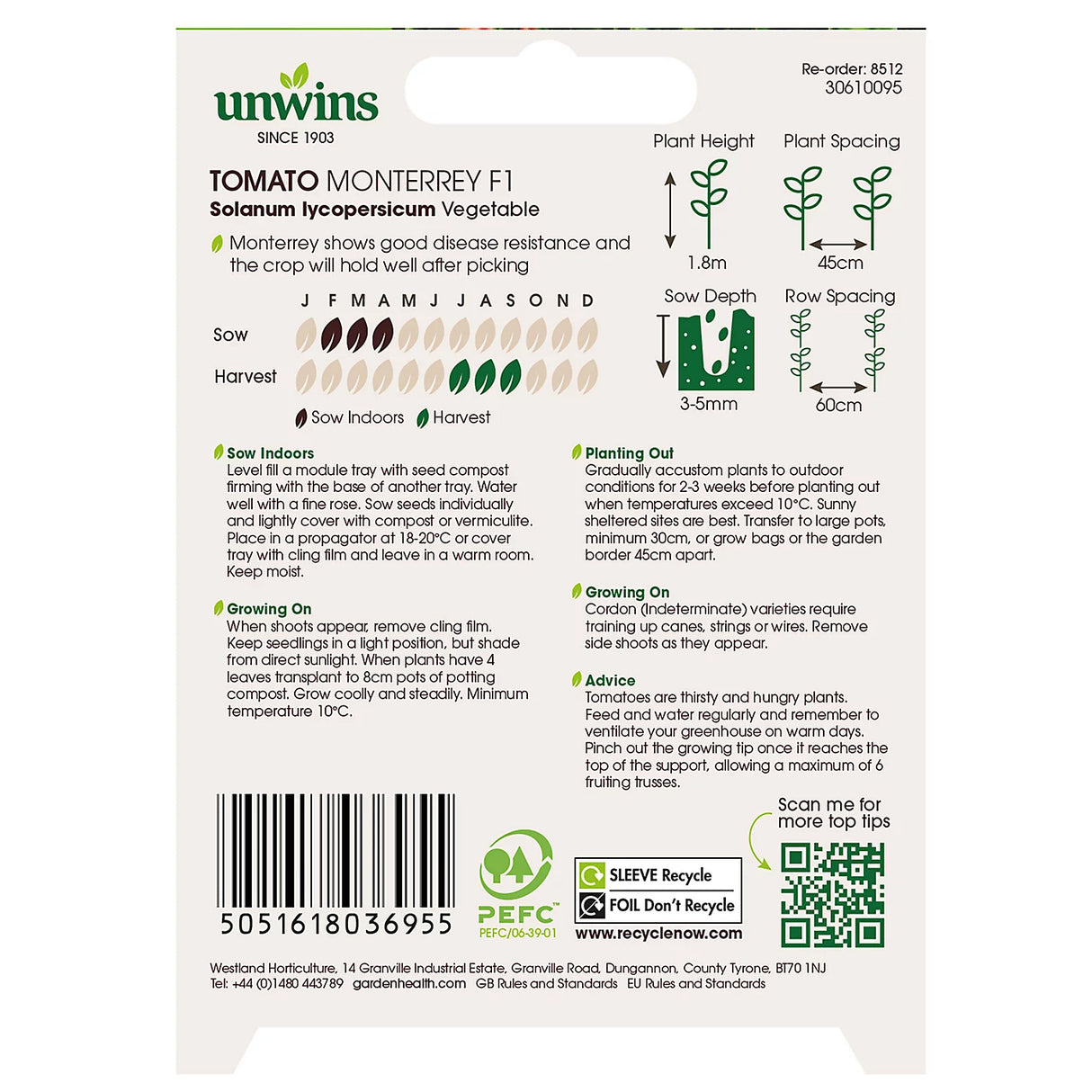 Unwins Tomato (Cherry) Monterrey F1 (Organic)
