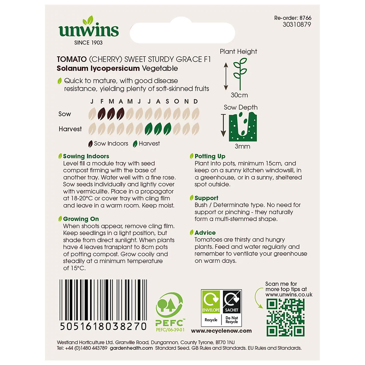 Unwins Tomato (Cherry) Sweet Sturdy Grace F1