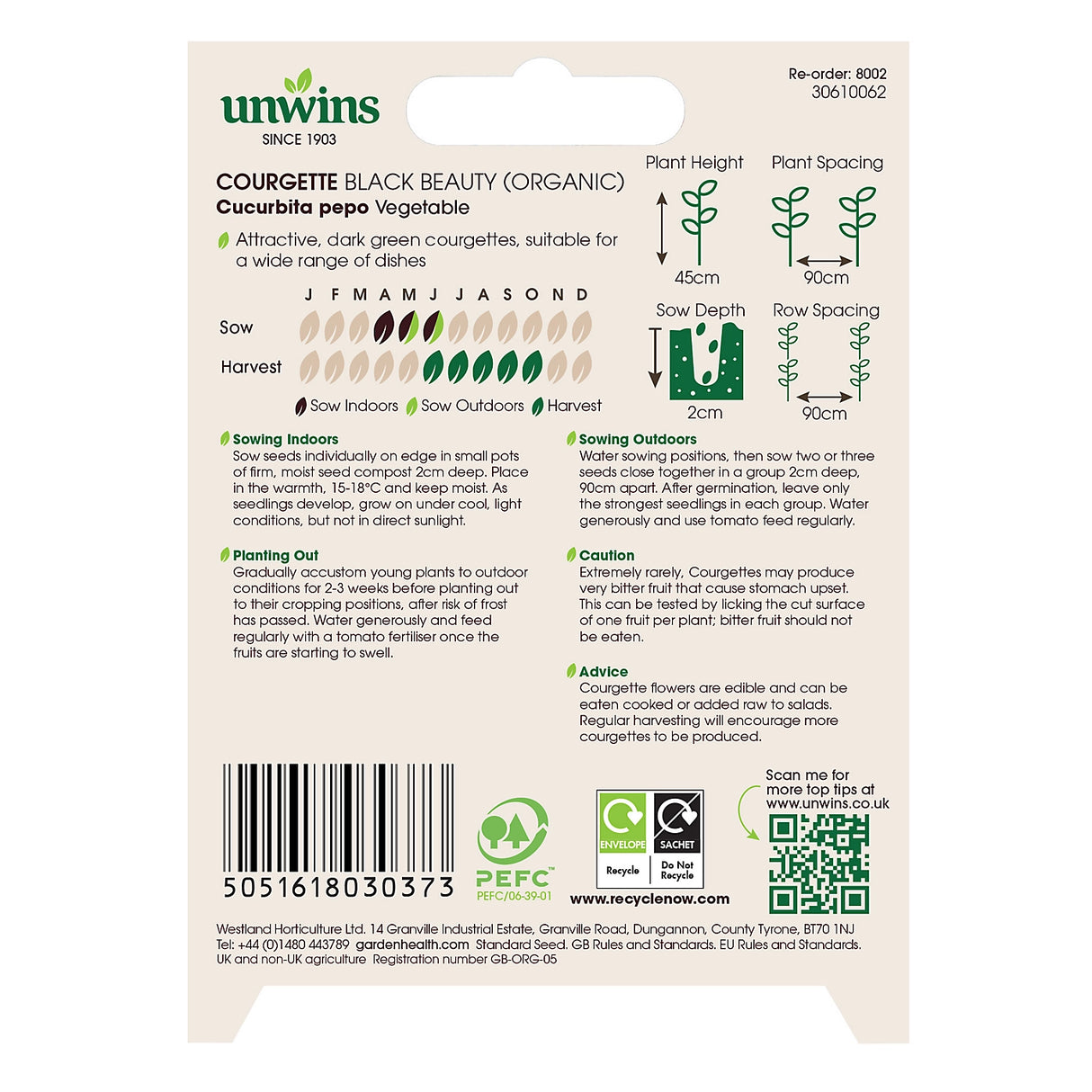 Unwins Courgette Black Beauty (Organic)